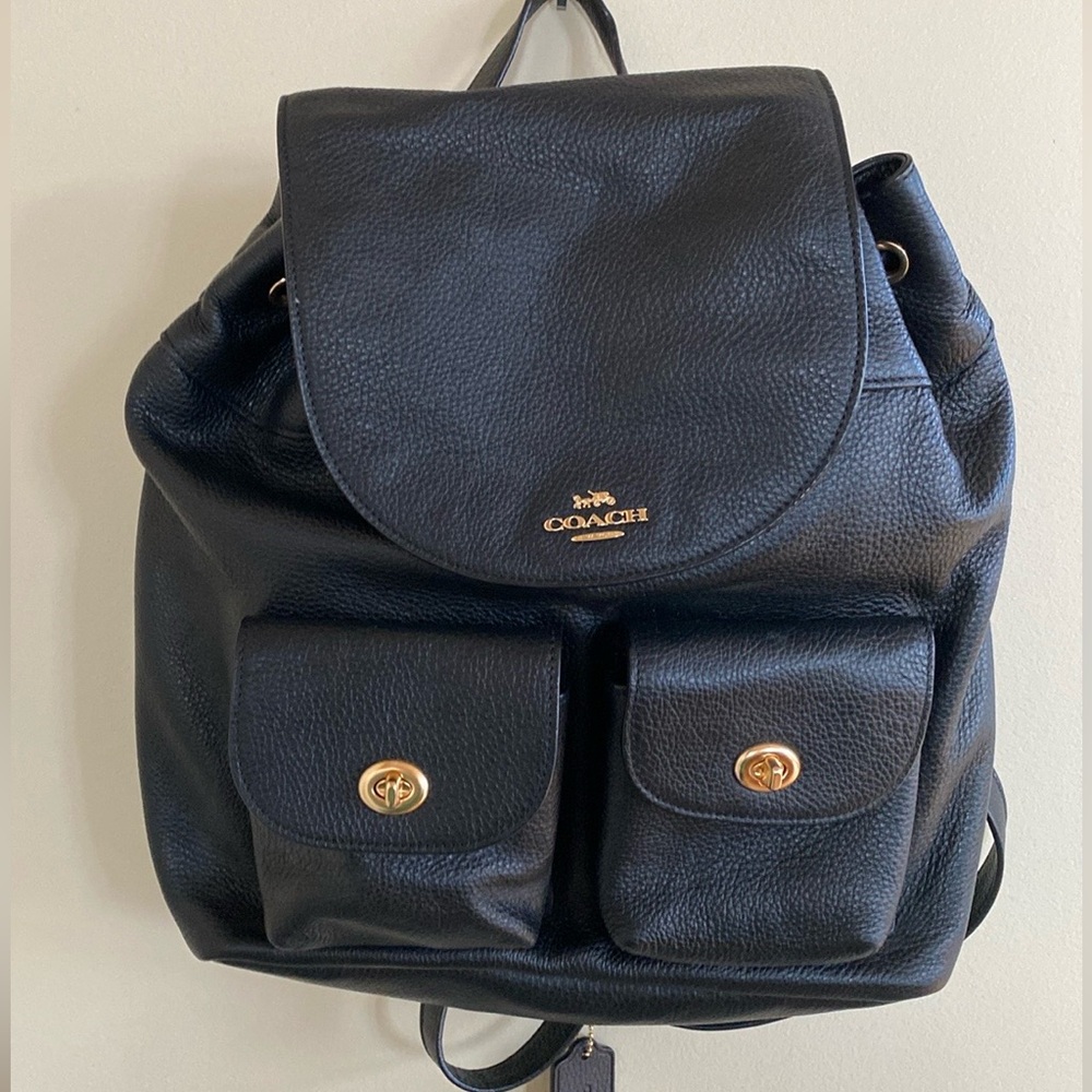 Coach Black Leather Backpack
